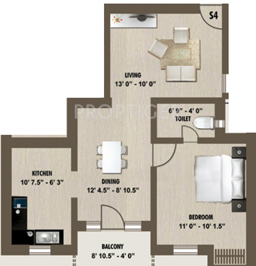 PVK Akshaya (1BHK+1T (738 sq ft) 738 sq ft)