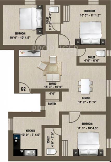 PVK Akshaya (3BHK+3T (1,126 sq ft) 1126 sq ft)