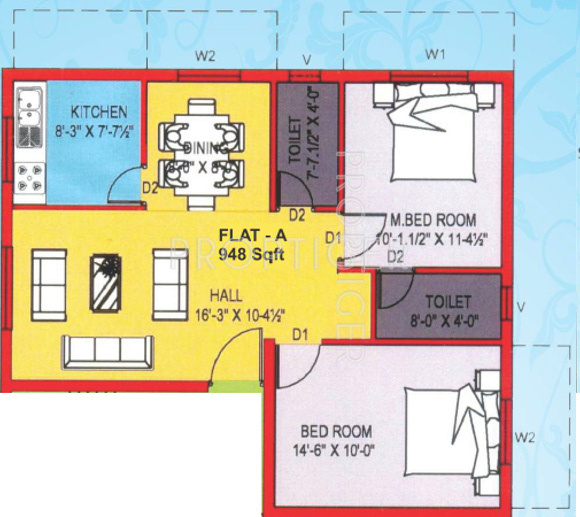 DLS Lakshmi Garden (2BHK+2T (948 sq ft) 948 sq ft)