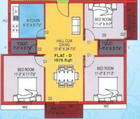 DLS Lakshmi Garden (3BHK+2T (1,076 sq ft) 1076 sq ft) DLS Lakshmi Garden (3BHK+2T (1,076 sq ft) 1076 sq ft)