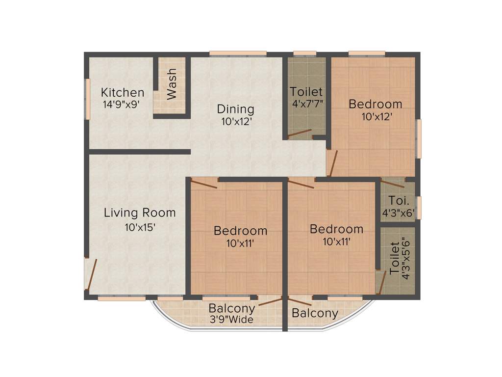 Sri Krishna Builders Krishna Dhaam 3BHK+3T (1,343 sq ft)