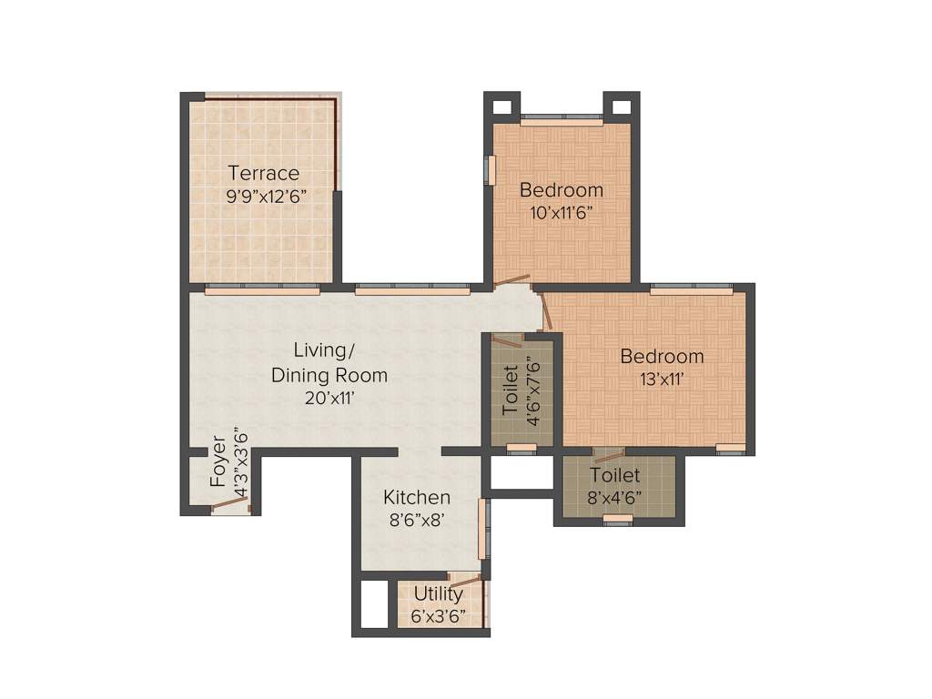 Samartha Goldville (2BHK+2T (950 sq ft) 950 sq ft)