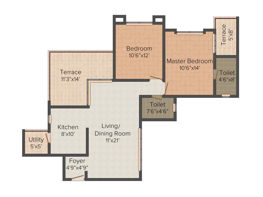 Samartha Goldville (2BHK+2T (1,043 sq ft) 1043 sq ft)