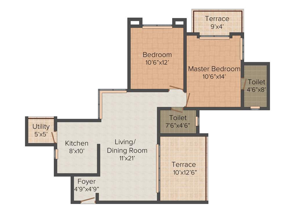 Samartha Goldville (2BHK+2T (1,045 sq ft) 1045 sq ft)