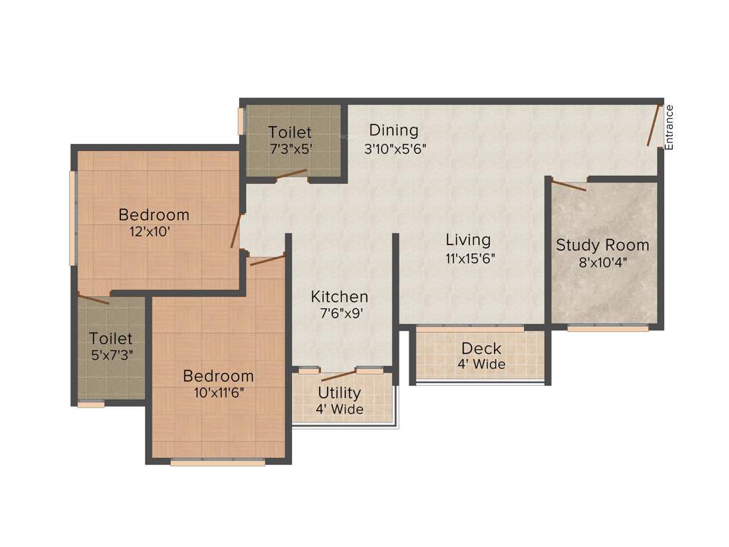 Shriram Green Field (2BHK+2T (1,165 sq ft) + Study Room 1165 sq ft)