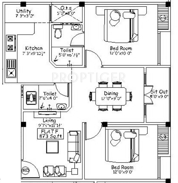 Varaha Vista (2BHK+2T (873 sq ft) 873 sq ft)