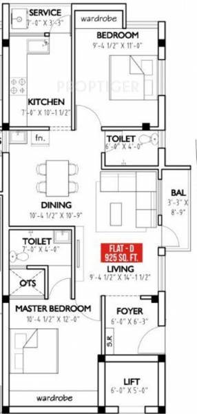 Rahul Orchid (2BHK+2T (925 sq ft) 925 sq ft)