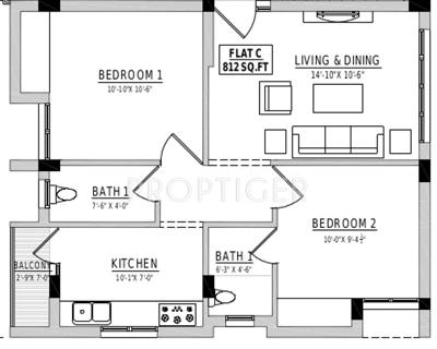 Rahul Shri Krupa (2BHK+2T (812 sq ft) 812 sq ft)