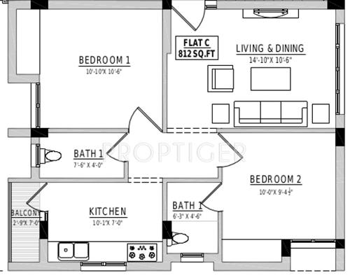 Rahul Shri Krupa (2BHK+2T (812 sq ft) 812 sq ft)