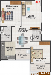 Habitat Irenic (2BHK+2T (1,145 sq ft) 1145 sq ft) Habitat Irenic (2BHK+2T (1,145 sq ft) 1145 sq ft)