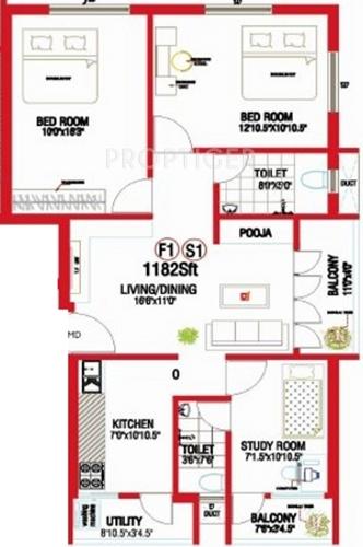 Colorhomes Dream Flower (2BHK+2T (1,182 sq ft)   Study Room 1182 sq ft)