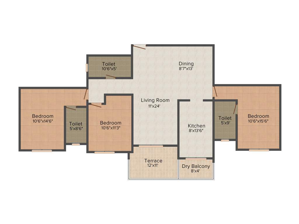 Karia Krish 2 (3BHK+3T (1,715 sq ft) 1715 sq ft)