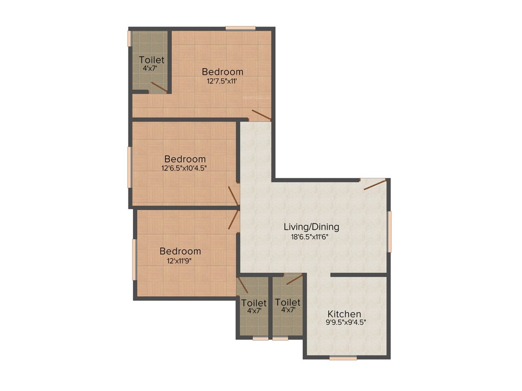 Shree Mohan Flats (3BHK+2T (1,086 sq ft) 1086 sq ft)