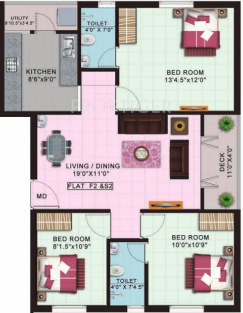 Colorhomes Harmony (3BHK+2T (1,140 sq ft) 1140 sq ft)