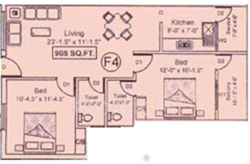 JHL Chengalpet (2BHK+2T (905 sq ft) 905 sq ft)