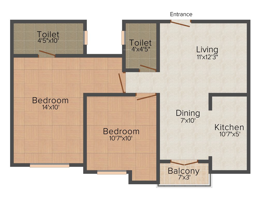 MS MM Rhythm (2BHK+2T (925 sq ft) 925 sq ft)