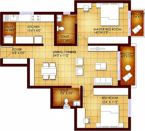 Suvastu Kings Square (2BHK+2T (1,180 sq ft) 1180 sq ft)