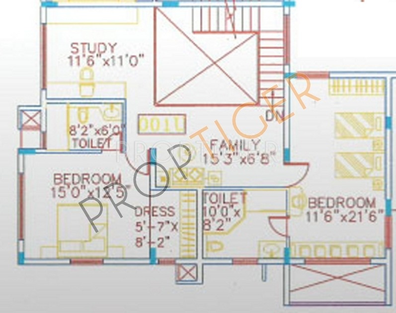 Donata Ecstasy Floor Plan (3BHK+3T + Study Room)