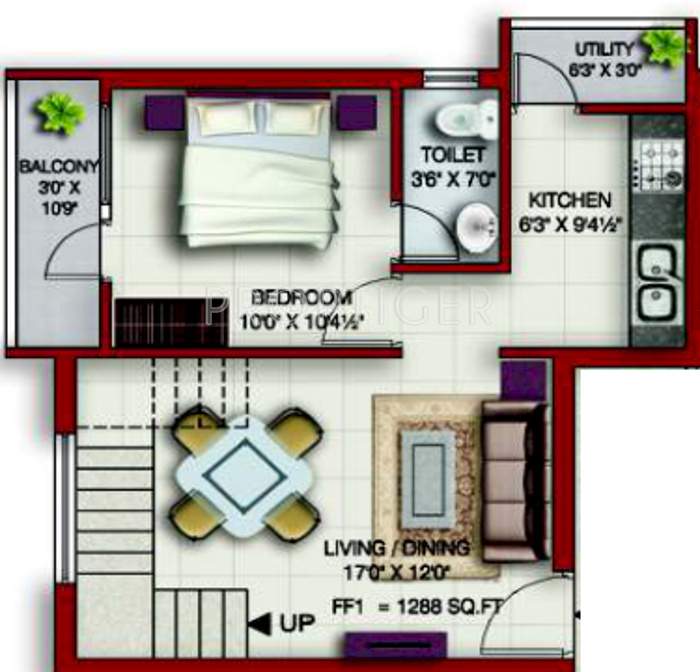 Colorhomes Elite Enclave (2BHK+2T (1,288 sq ft) Study Room 1288 sq ft)