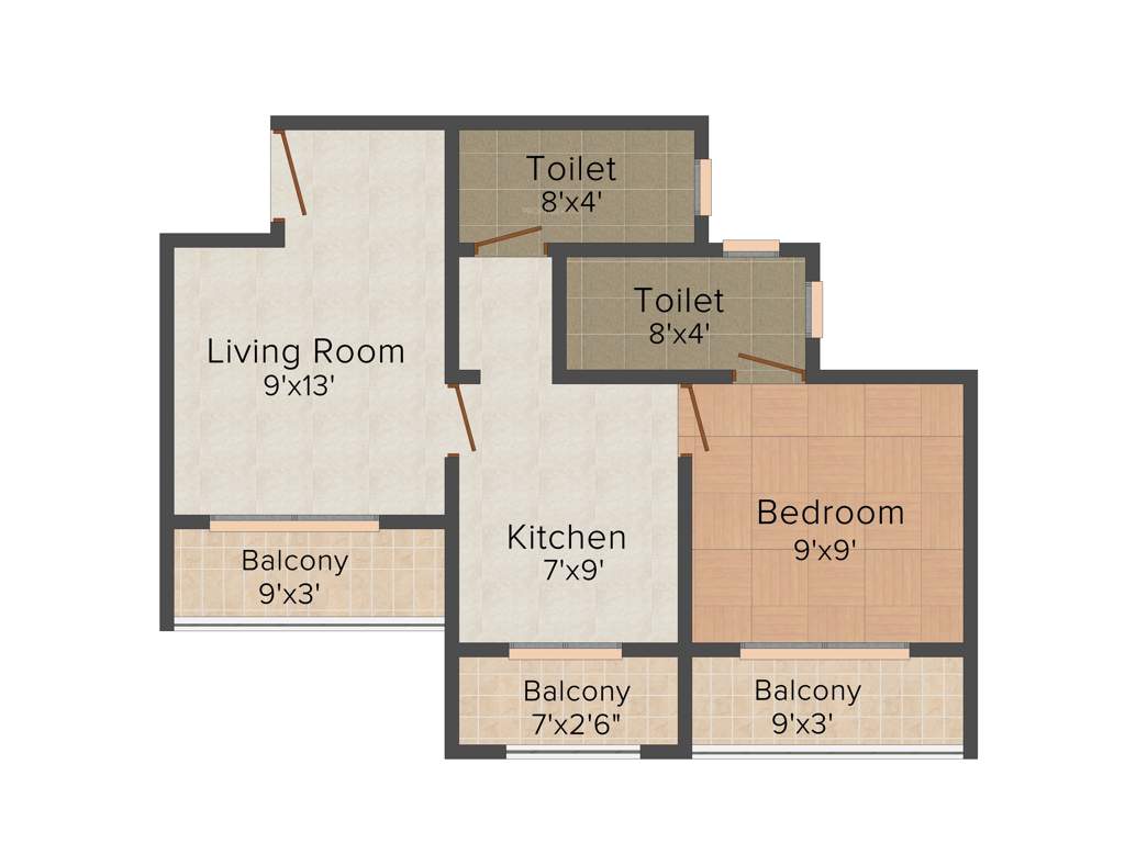 Ajay Raj Excellency (1BHK+2T (605 sq ft) 605 sq ft)