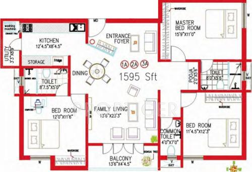 Colorhomes Ashraya (3BHK+3T (1,595 sq ft) 1595 sq ft)
