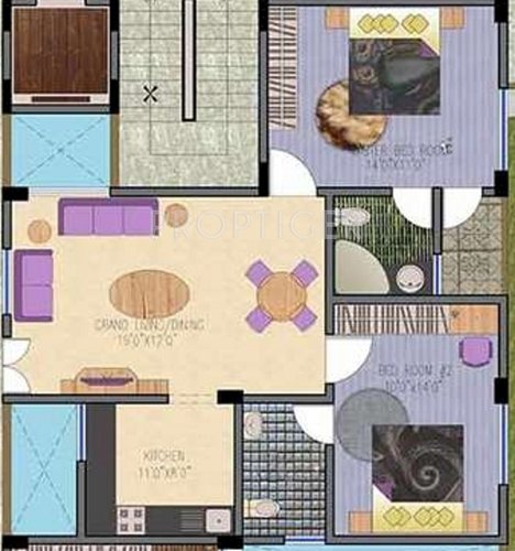 GCK Serinity Lake View (2BHK+2T (913 sq ft) 913 sq ft)