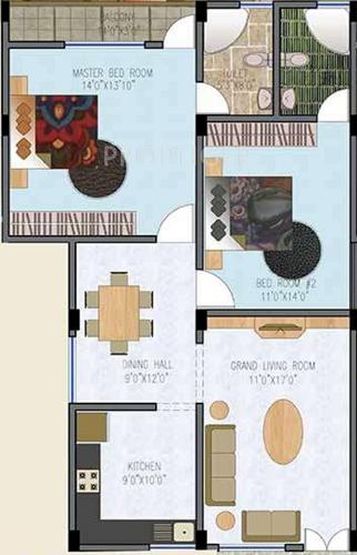 GCK Serinity Lake View (2BHK+2T (1,095 sq ft) 1095 sq ft)