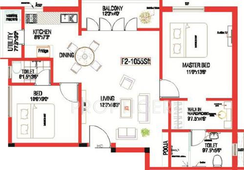 Colorhomes Royal Retreat (2BHK+2T (1,055 sq ft) 1055 sq ft)