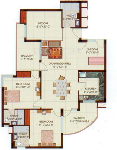 Ansal Woodbury (3BHK+3T (1,775 sq ft) 1775 sq ft)