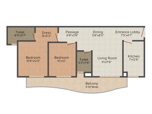 Ansal Heights 86 (2BHK+2T (1,360 sq ft) 1360 sq ft)