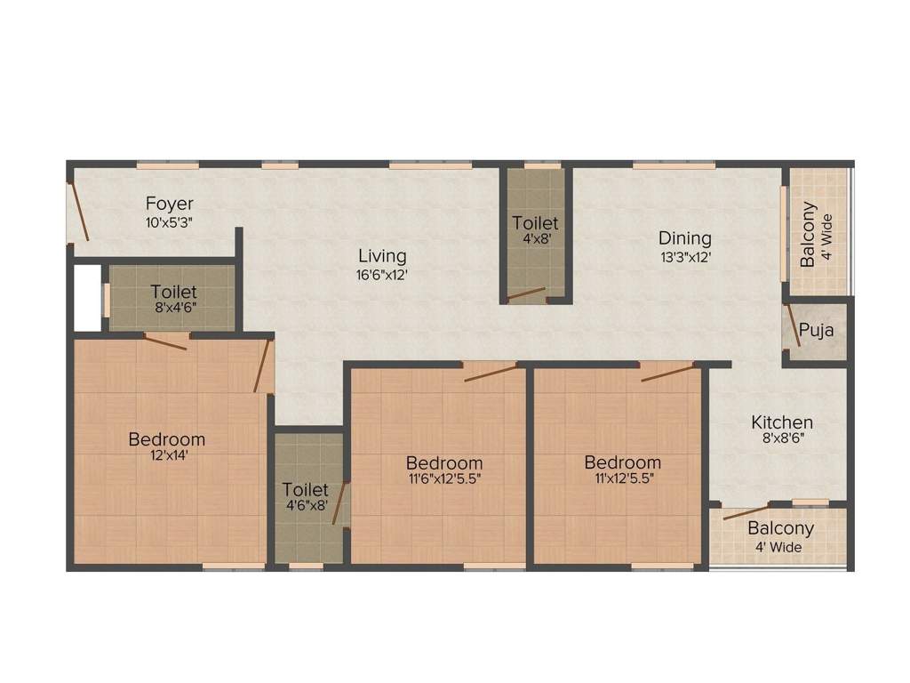 Prakruthi AGR Castle (3BHK+3T (1,608 sq ft) 1608 sq ft)