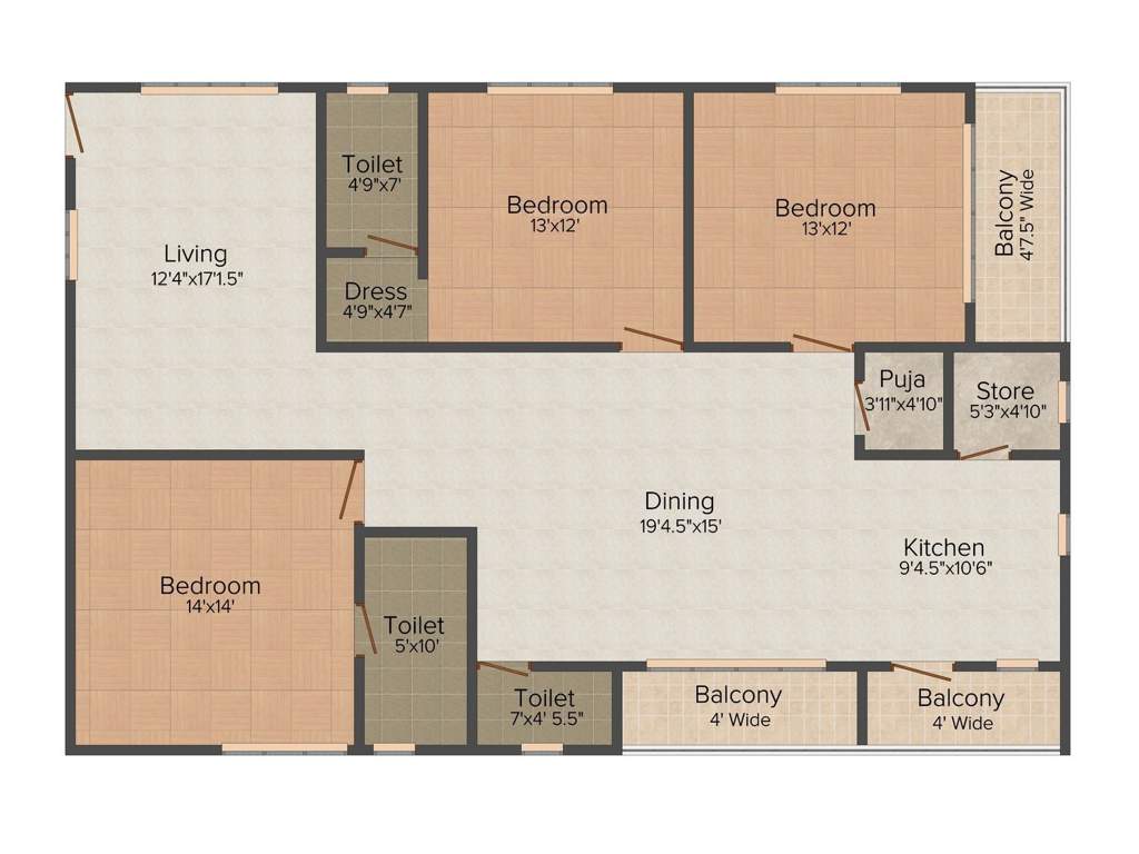 Prakruthi AGR Castle (3BHK+3T (2,165 sq ft) 2165 sq ft)