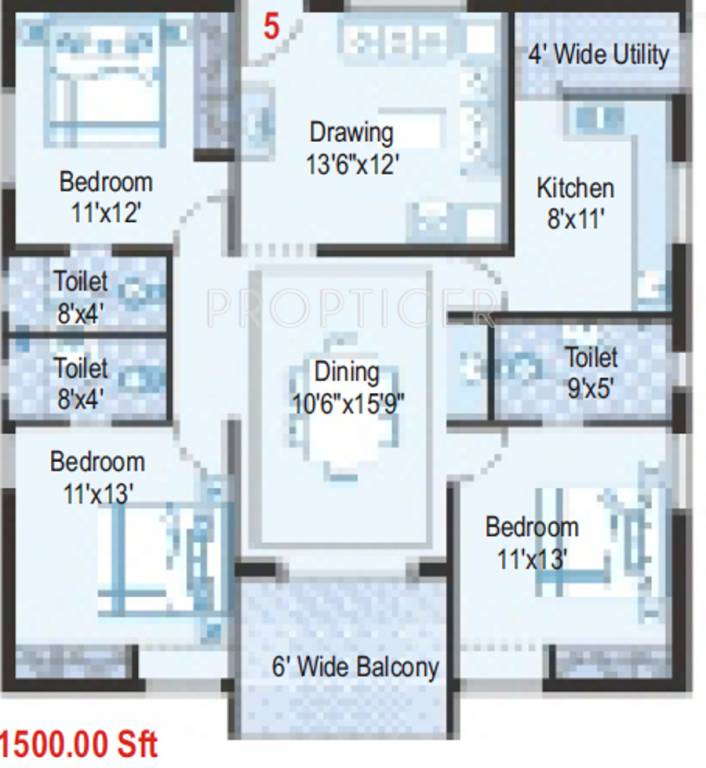 Namaha Landmark Towers (3BHK+3T (1,500 sq ft) 1500 sq ft) Namaha Landmark Towers (3BHK+3T (1,500 sq ft) 1500 sq ft)