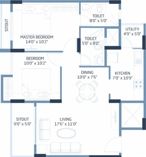 Goyal Footprints (2BHK+2T (1,092 sq ft) 1092 sq ft)