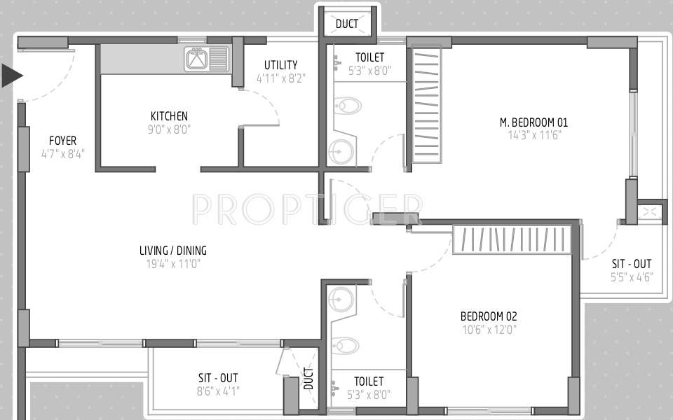 Goyal Orchid Lakeview (2BHK+2T (1,211 sq ft) 1211 sq ft)