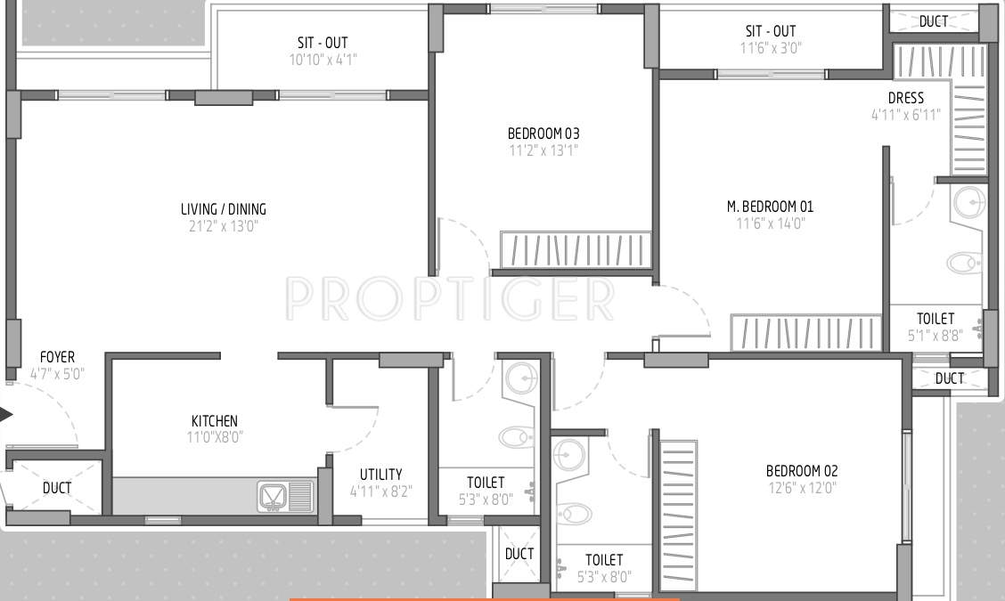 Goyal Orchid Lakeview (3BHK+3T (1,771 sq ft) 1771 sq ft)