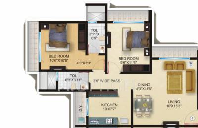 Rite Fortune (2BHK+2T (1,011 sq ft) 1011 sq ft)