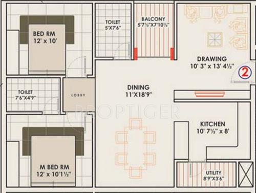 Sri Palace (2BHK+2T (827 sq ft) 827 sq ft)
