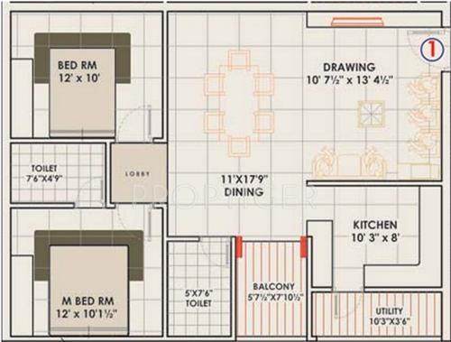 Sri Palace (2BHK+2T (1,086 sq ft) 1086 sq ft)