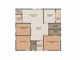 Trendz Riviera (3BHK+3T (1,530 sq ft)   Pooja Room 1530 sq ft)