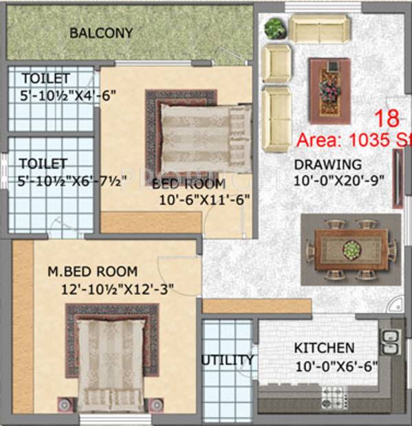 Arjun ARK Towers (2BHK+2T (1,035 sq ft) 1035 sq ft)