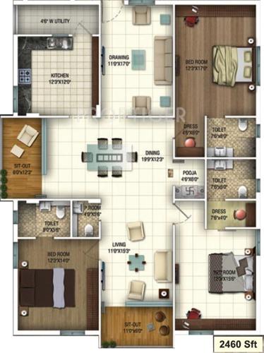 Sri Gayatri Nivas (3BHK+3T (2,460 sq ft)   Pooja Room 2460 sq ft)