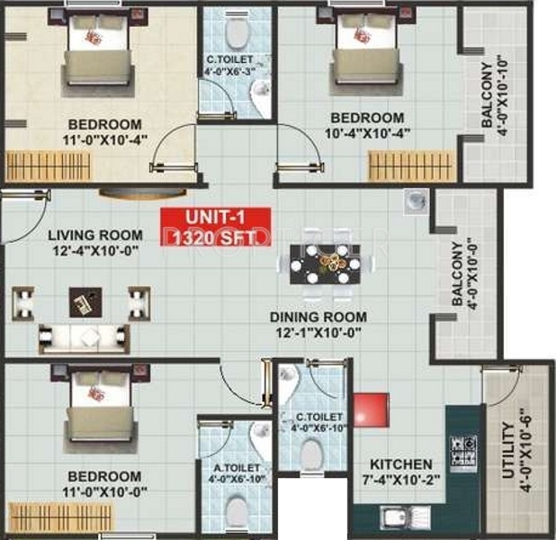 Shiva Dreamland (3BHK+3T (1,320 sq ft) 1320 sq ft)