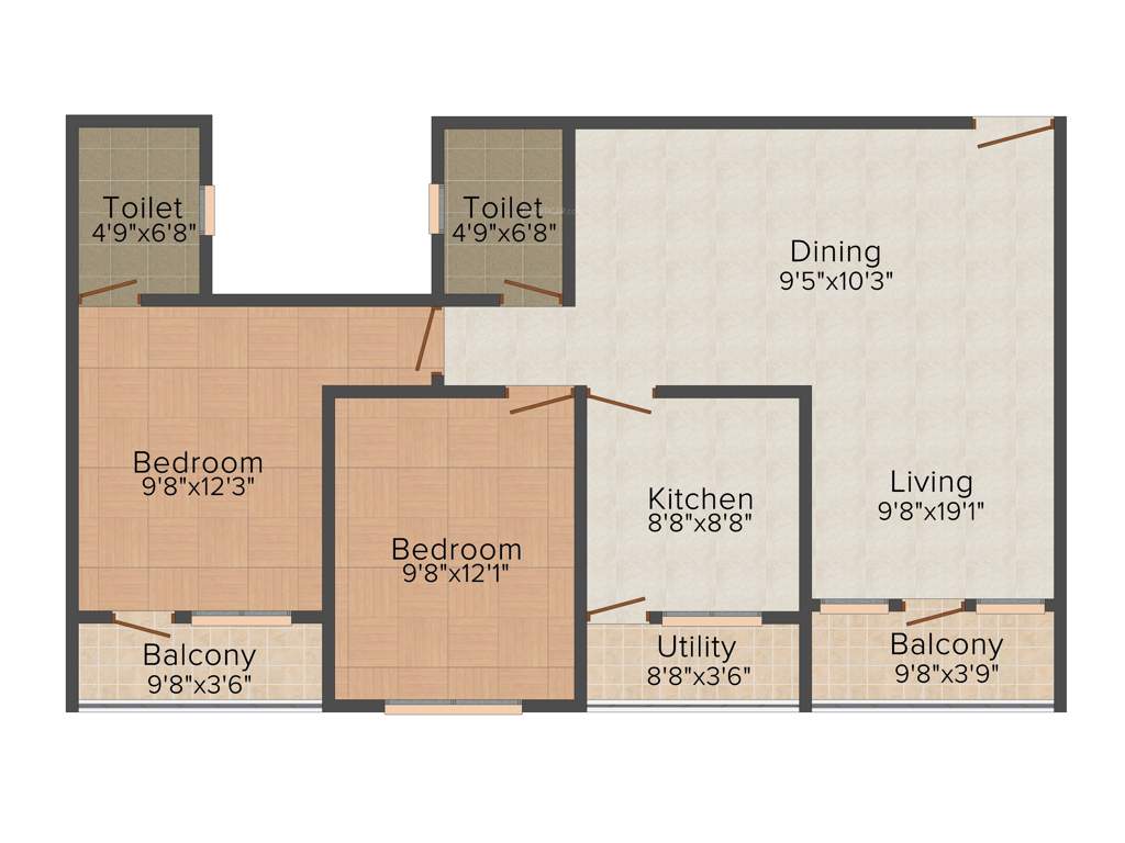  Cintra (2BHK+2T (1,153 sq ft) 1153 sq ft)