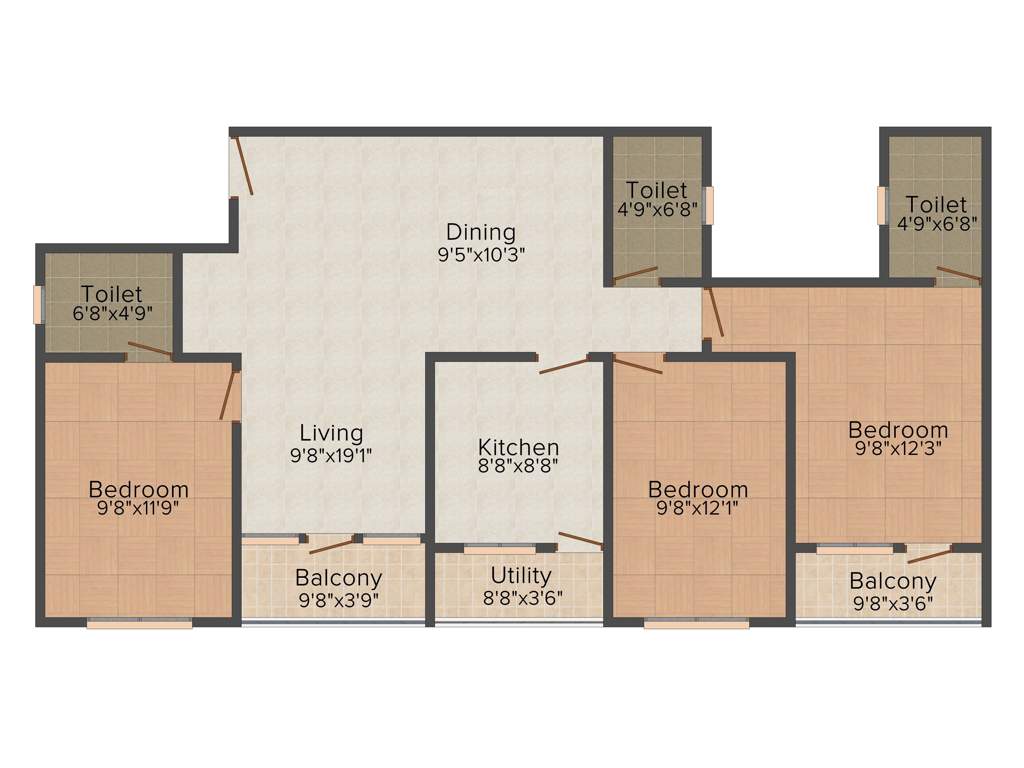  Cintra (3BHK+3T (1,378 sq ft) 1378 sq ft)