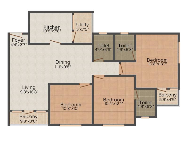  Cintra (3BHK+3T (1,412 sq ft) 1412 sq ft)