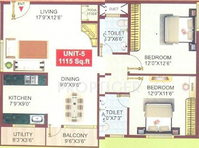 Sai Comforts (2BHK+2T (1,115 sq ft)   Pooja Room 1115 sq ft)