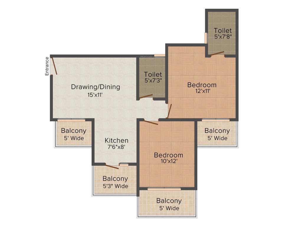 Gulshan Bellina (2BHK+2T (1,020 sq ft) 1020 sq ft)