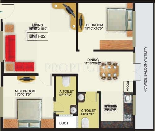 PNR Shreeniketana (2BHK+2T (1,065 sq ft)   Pooja Room 1065 sq ft)