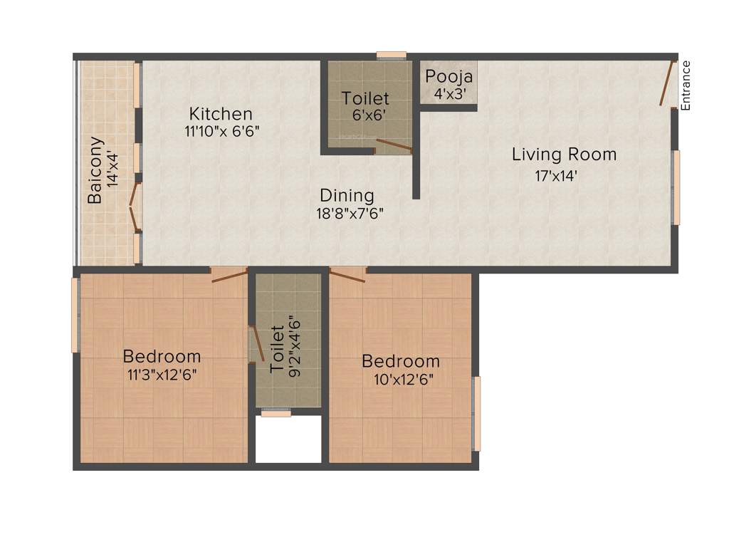 Carp Sai Sumukha Dollars (2BHK+2T (1,210 sq ft) 1210 sq ft)